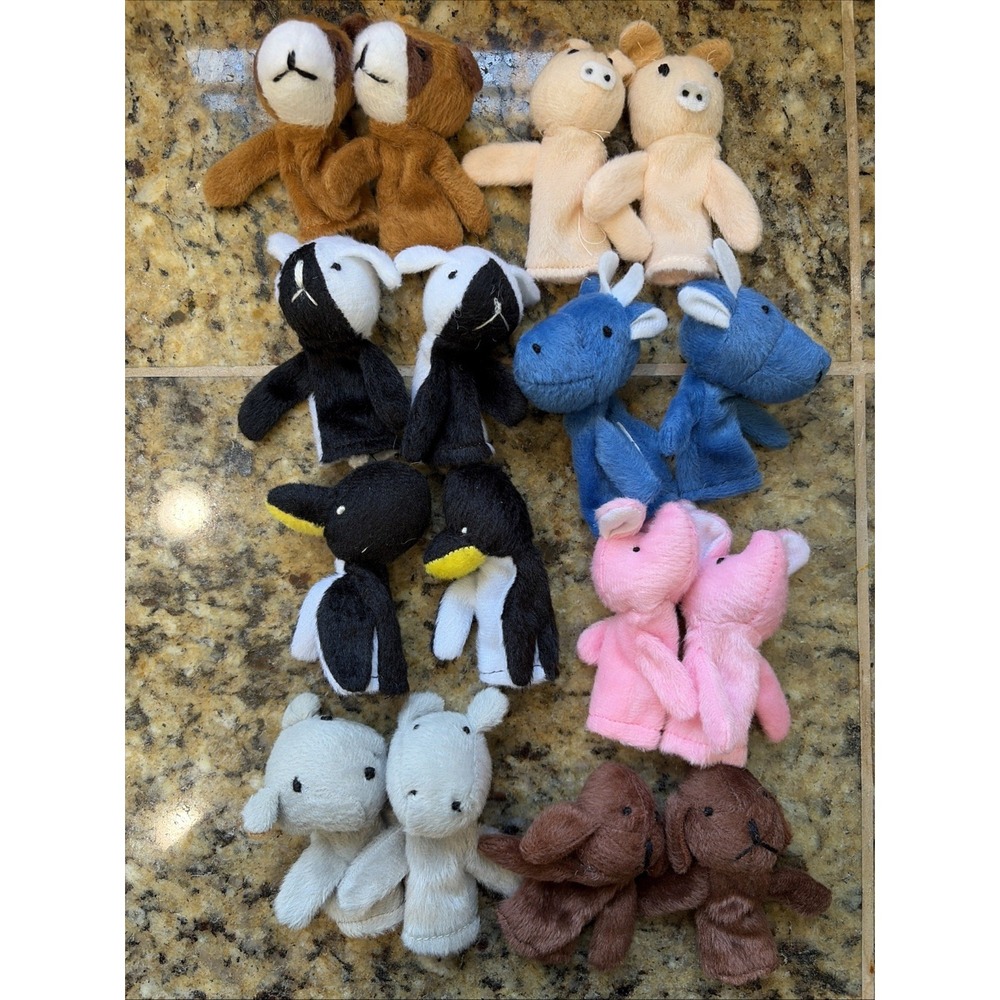 Noahs Ark Plush Stuffed Animal Finger Puppets Pairs Pretend Children Play Toys